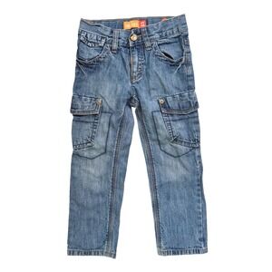Vintage Y2K Old Navy Cargo Jeans Kids‎ 4T Blue Skinny Adjustable Waist Pants